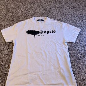 Palm Angels White and Black Graphic Tee